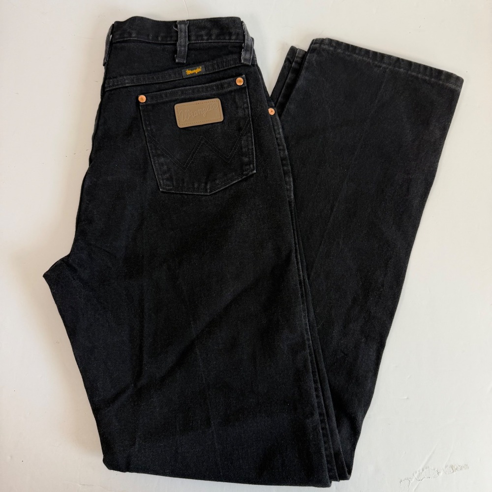 Wrangler Jeans 34x36 Black Denim High Rise Straight Leg Cowboy Western Rodeo